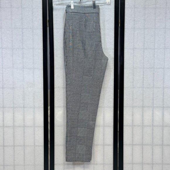 Calvin Klein Slim Stretch Knit Houndstooth Plaid Dress Pants 10 Black White - Picture 6 of 12